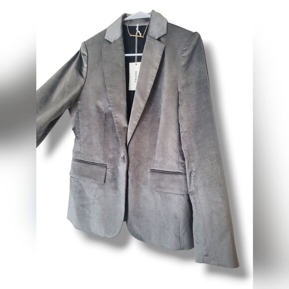 NWT FRAME Classic Blazer in Grey Velvet Sz 4 - Picture 5 of 16